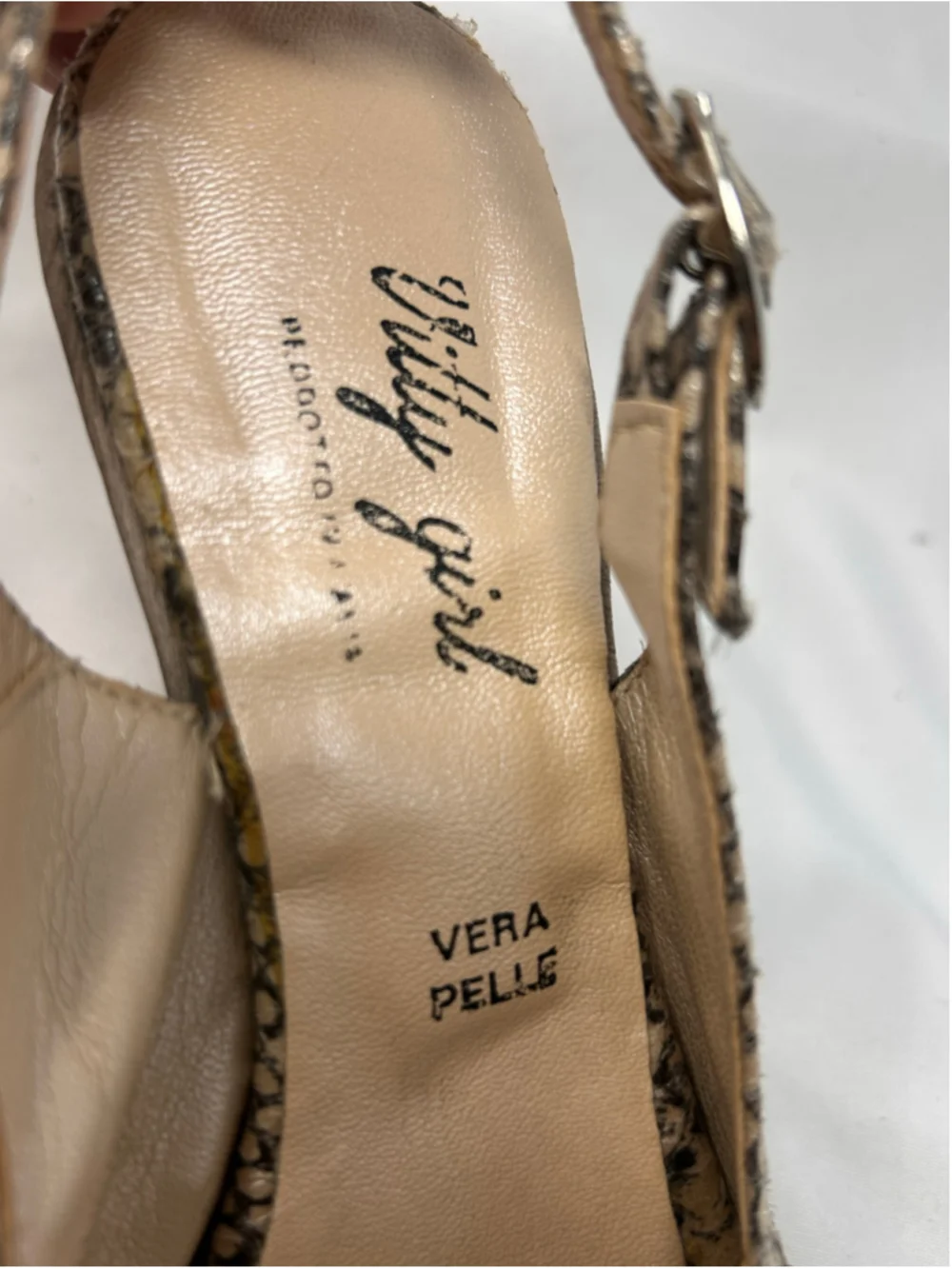 Vitty Girl Genuine Leather Snakeskin Platform Peep Toe Slingback Heels Size 37